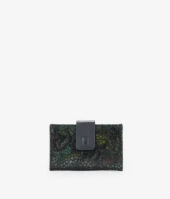 Femme Bosanova Portefeuilles | Portefeuille moyen en cuir vert avec imprimé