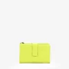 Femme Bosanova Portefeuilles | Portefeuille moyen en cuir vert citron avec fermeture éclair et compartiments