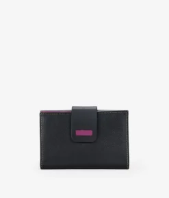 Femme Bosanova Portefeuilles | Portefeuille noir moyen à deux rabats