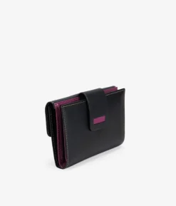 Femme Bosanova Portefeuilles | Portefeuille noir moyen à deux rabats