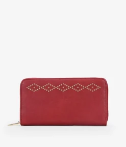 Femme Bosanova Portefeuilles | Portefeuille plat rouge avec clous et fermeture éclair