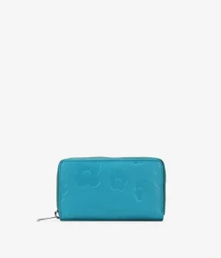Femme Bosanova Portefeuilles | Portefeuille rectangulaire en cuir à fleurs bleues