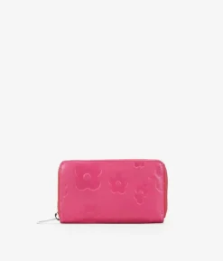 Femme Bosanova Portefeuilles | Portefeuille rectangulaire en cuir à fleurs roses
