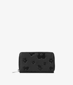 Femme Bosanova Portefeuilles | Portefeuille rectangulaire en cuir à fleurs noires