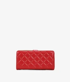 Femme Bosanova Portefeuilles | Portefeuille rectangulaire rouge avec coutures et fermeture éclair