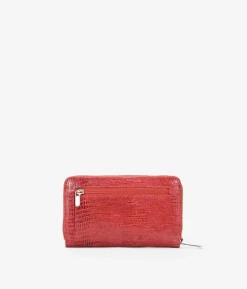 Femme Bosanova Portefeuilles | Portefeuille rectangulaire en cuir imprimé animal rouge avec fermeture éclair