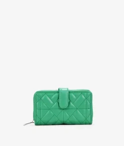 Femme Bosanova Portefeuilles | Portefeuille vert moyen avec fermeture éclair et bouton