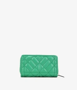 Femme Bosanova Portefeuilles | Portefeuille vert moyen avec fermeture éclair et bouton