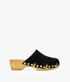 Bosanova Chaussures En Cuir | Sabots | Sabots en croûte de cuir noir avec clous