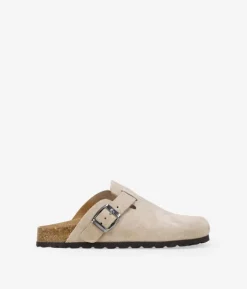 Bosanova Chaussures En Cuir | Sabots | Sabots en cuir beige avec boucle et semelle en liège