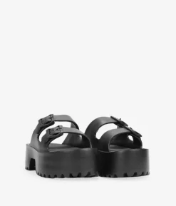 Bosanova Tongs | Sandales Plateformes | Sabots plateforme caoutchoutés noirs
