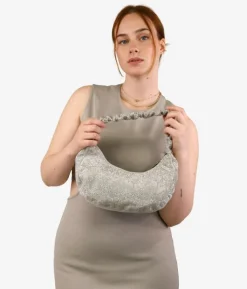 Bosanova Sac Minaudières | Sacs Porté Épaule | Sac à bandoulière argenté avec strass et anse repliée