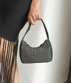 Bosanova Sac Minaudières | Sacs Porté Épaule | Sac à bandoulière en nylon noir avec clous