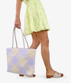 Bosanova Sacs Shopper | Sacs Raphia Et Crochet | Sac à bandoulière en raphia lilas