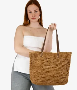 Bosanova Sacs Shopper | Sacs Raphia Et Crochet | Sac à bandoulière en raphia marron