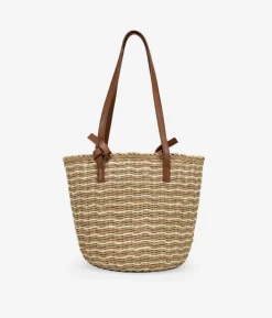Bosanova Sacs Raphia Et Crochet | Sacs Porté Épaule | Sac à bandoulière en raphia camel