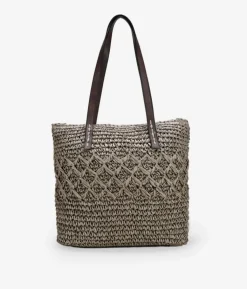 Bosanova Sacs Raphia Et Crochet | Sacs Porté Épaule | Sac à bandoulière en raphia marron