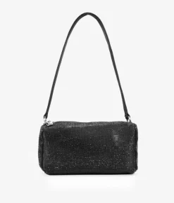 Bosanova Sac Minaudières | Sacs Porté Épaule | Sac à bandoulière en satin noir avec strass