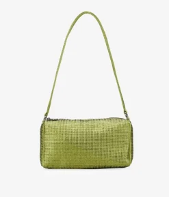 Bosanova Sac Minaudières | Sacs Porté Épaule | Sac à bandoulière en satin citron vert avec strass