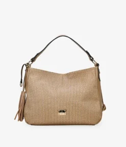 Bosanova Sacs Raphia Et Crochet | Sacs Porté Épaule | Sac à bandoulière grillé avec fermeture éclair