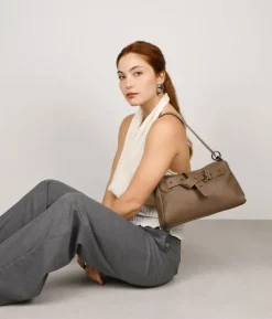 Bosanova Sacs Porté Épaule | Sac à bandoulière marron avec fermeture éclair et ceinture
