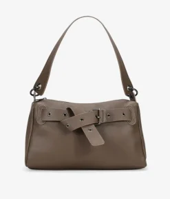 Bosanova Sacs Porté Épaule | Sac à bandoulière marron avec fermeture éclair et ceinture