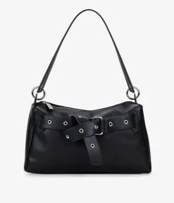 Bosanova Sacs Porté Épaule | Sac à bandoulière noir avec fermeture éclair et ceinture