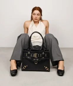 Bosanova Sacs Shopper | Sacs Porté Épaule | Sac à bandoulière noir avec fermeture éclair