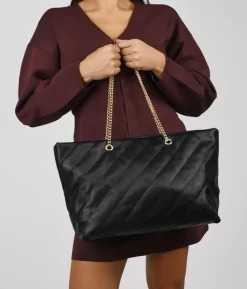 Bosanova Sacs Shopper | Sacs Porté Épaule | Sac à bandoulière noir pour ordinateur portable avec chaîne