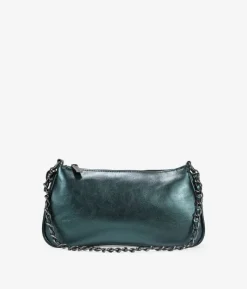 Bosanova Sac Minaudières | Sacs Porté Épaule | Sac à bandoulière vert métallisé avec chaîne