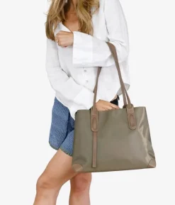 Bosanova Sacs Shopper | Sacs Porté Épaule | Sac à bandoulière zippé en nylon taupe