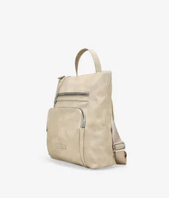 Bosanova Sacs À Dos | Sac à dos beige avec fermetures éclair en métal