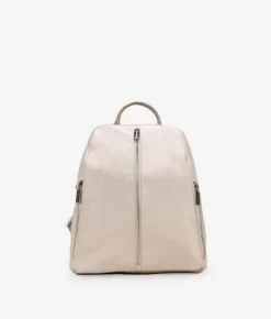 Bosanova Sacs À Dos | Sac à dos en nylon beige avec fermetures éclair