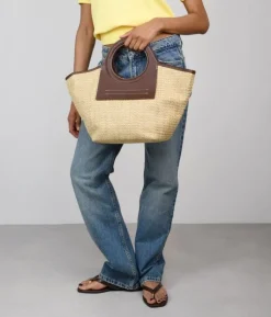 Bosanova Sacs Raphia Et Crochet | Sacs À Main | Sac à main beige avec anses rondes