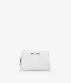 Femme Bosanova Porte-monnaie | Sac à main blanc avec fermeture éclair et logo