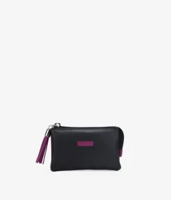 Femme Bosanova Porte-monnaie | Sac à main en cuir noir avec fermeture éclair
