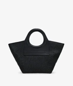 Bosanova Sacs Raphia Et Crochet | Sacs À Main | Sac à main noir avec anses rondes