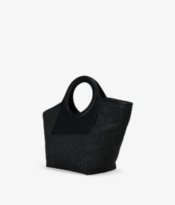 Bosanova Sacs Raphia Et Crochet | Sacs À Main | Sac à main noir avec anses rondes