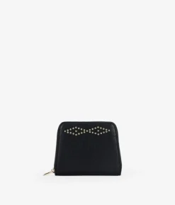 Femme Bosanova Porte-monnaie | Sac à main noir avec clous et fermeture éclair