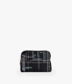 Femme Bosanova Porte-monnaie | Sac à main noir souple avec surpiqûres et fermeture éclair