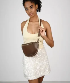 Bosanova Sacs À Bandoulière | Sacs Banane | Sac banane marron avec clous ronds