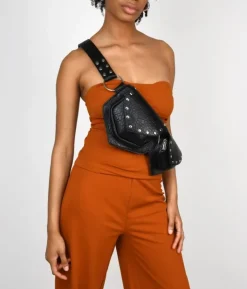 Bosanova Sacs Banane | Sac banane noir avec double poche et rabats
