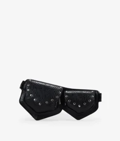 Bosanova Sacs Banane | Sac banane noir avec double poche et rabats