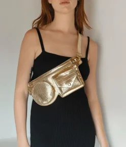Bosanova Sacs Banane | Sac banane plat doré avec poches