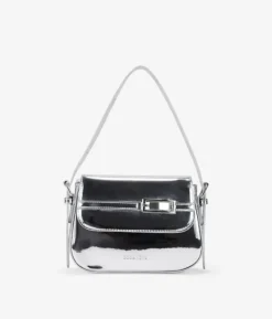 Bosanova Sacs Porté Épaule | Petits Sacs | Sac bandoulière argenté avec rabat et ceinture