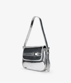Bosanova Sacs Porté Épaule | Petits Sacs | Sac bandoulière argenté avec rabat et ceinture