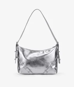 Bosanova Sacs Porté Épaule | Petits Sacs | Sac bandoulière argenté avec boucles et fermeture éclair