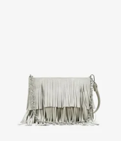 Bosanova Sacs À Bandoulière | Sacs Porté Épaule | Sac bandoulière beige à franges et chaîne