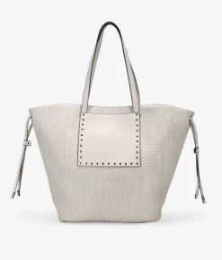 Bosanova Sacs Shopper | Sacs Porté Épaule | Sac bandoulière beige avec clous métalliques