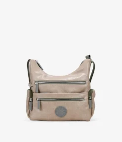 Bosanova Sacs À Bandoulière | Sac bandoulière beige avec fermetures éclair vertes